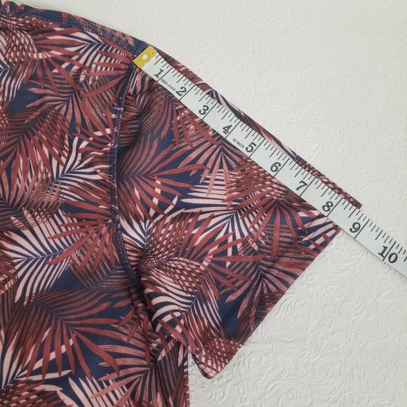 Apt 9 Men M Short Sleeve Hawaiian Premiere Flex Polo Shirt Blue Maroon Pink - Picture 11 of 12